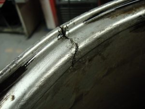 Cracked alloy wheel